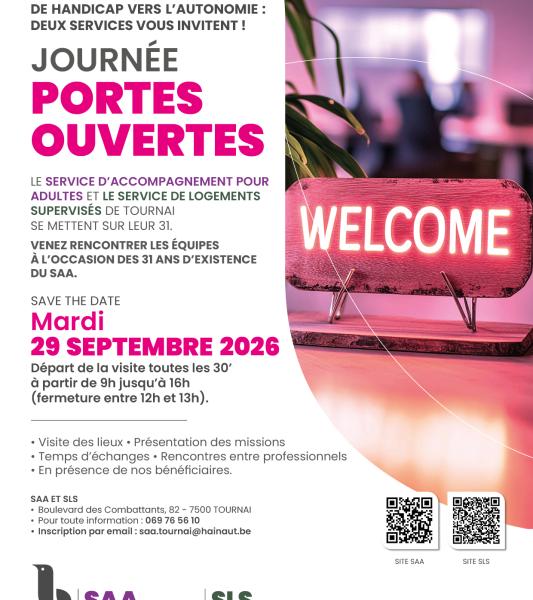 Allier handicap et autonomie à Tournai. Deux services pour adultes ouvrent leurs portes en septembre 2026.