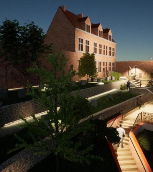 vue de nuit du bâtiment